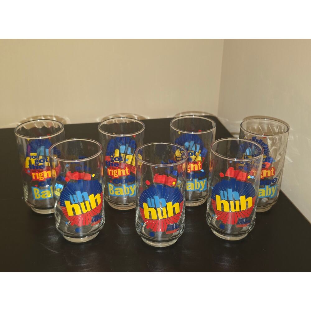 Vintage Diet Pepsi Uh Huh‎ You Got The Right One Baby Drinking Glass Set of 7